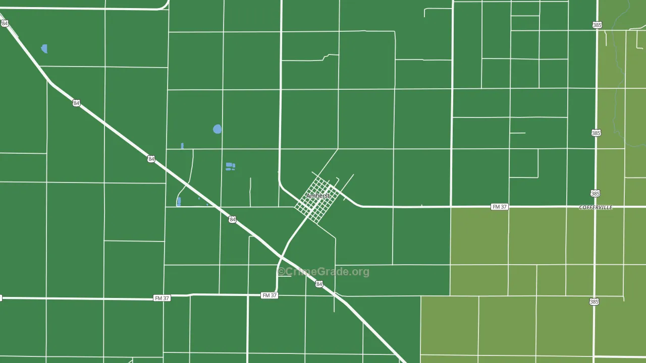 Amherst, TX Map of Vehicle Theft Rates
