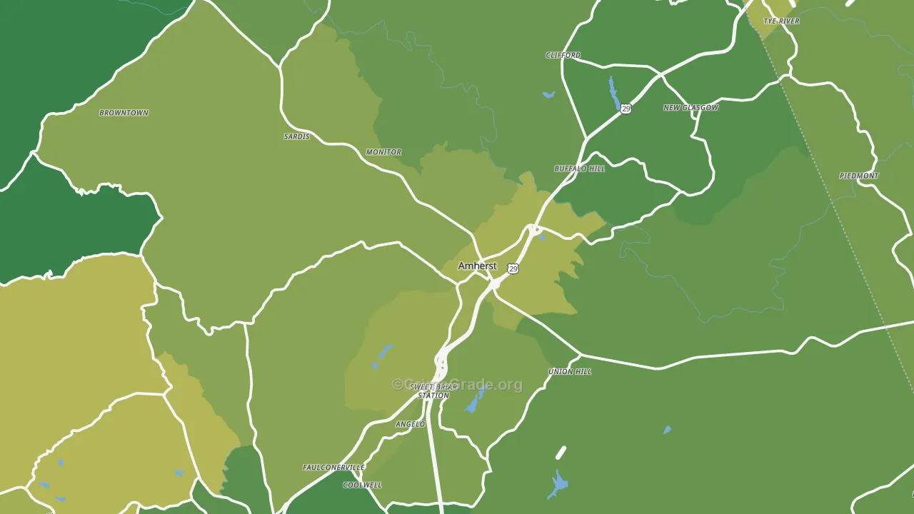 Amherst, VA Map of Vehicle Theft Rates