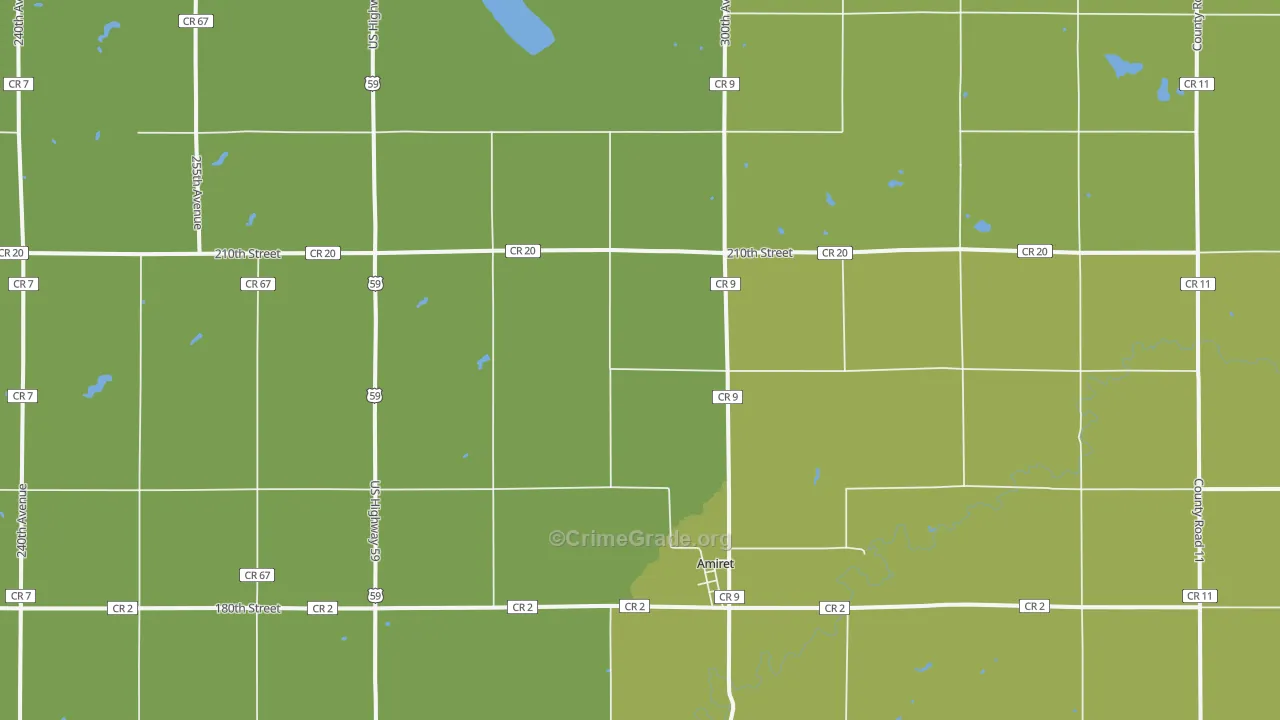 Amiret, MN Map of Vehicle Theft Rates