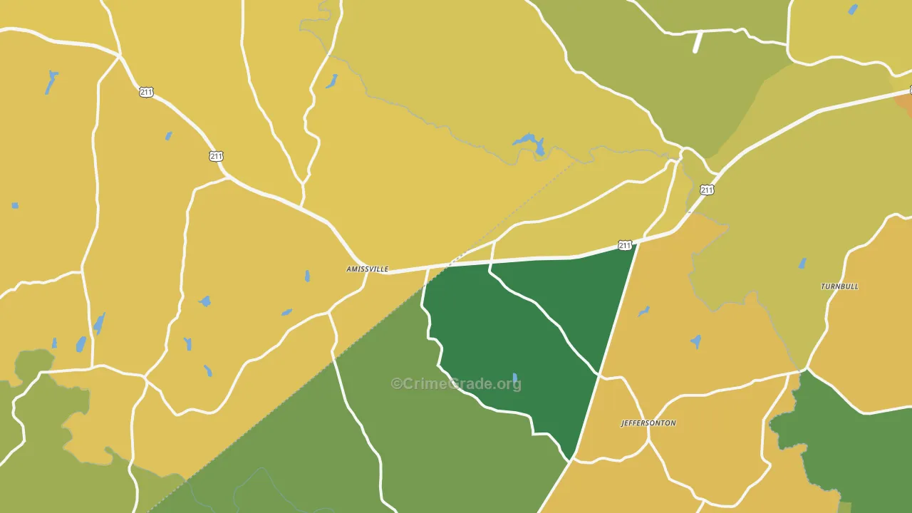 Amissville, VA Map of Vehicle Theft Rates