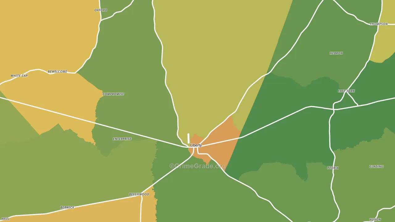 Amite County, MS Map of Vehicle Theft Rates