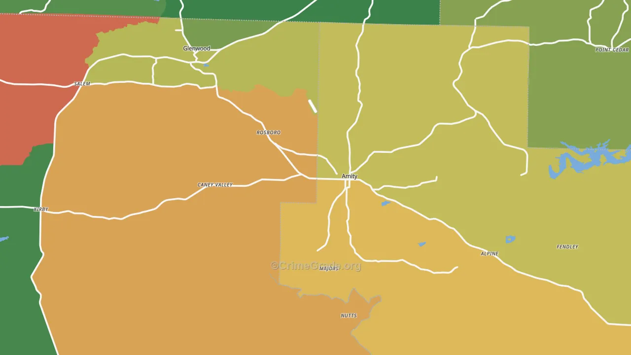 Amity, AR Map of Vehicle Theft Rates