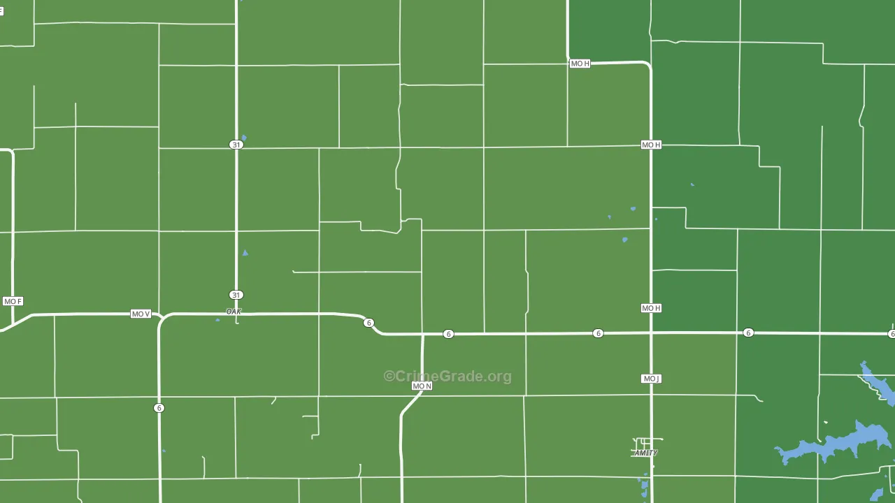 Amity, MO Map of Vehicle Theft Rates
