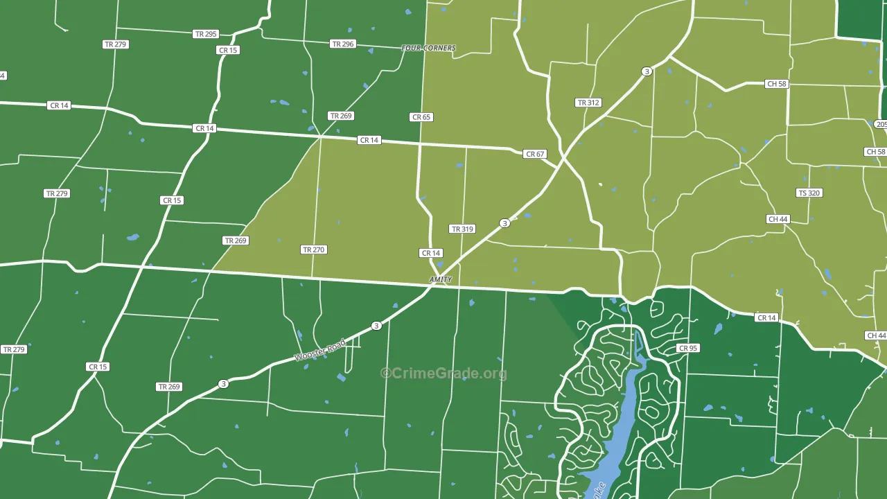 Amity, OH Map of Vehicle Theft Rates