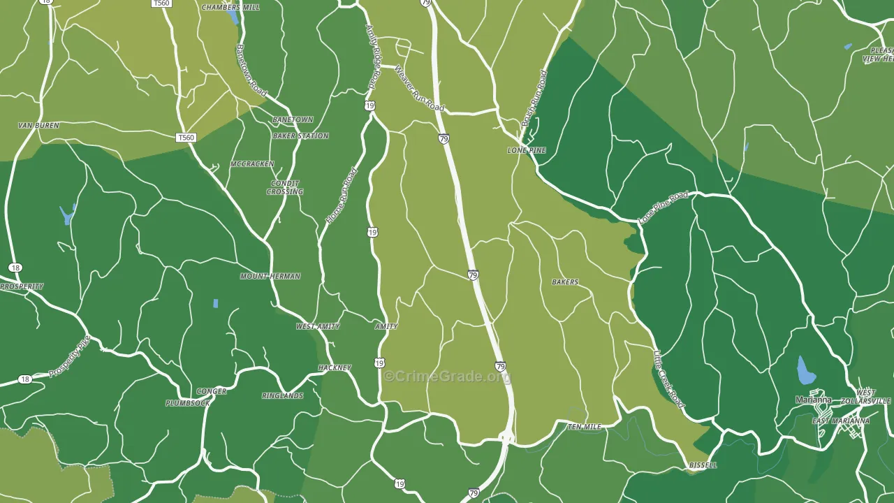 Amity, PA Map of Vehicle Theft Rates