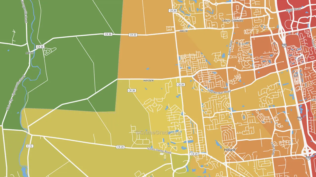 Amlin, OH Map of Vehicle Theft Rates