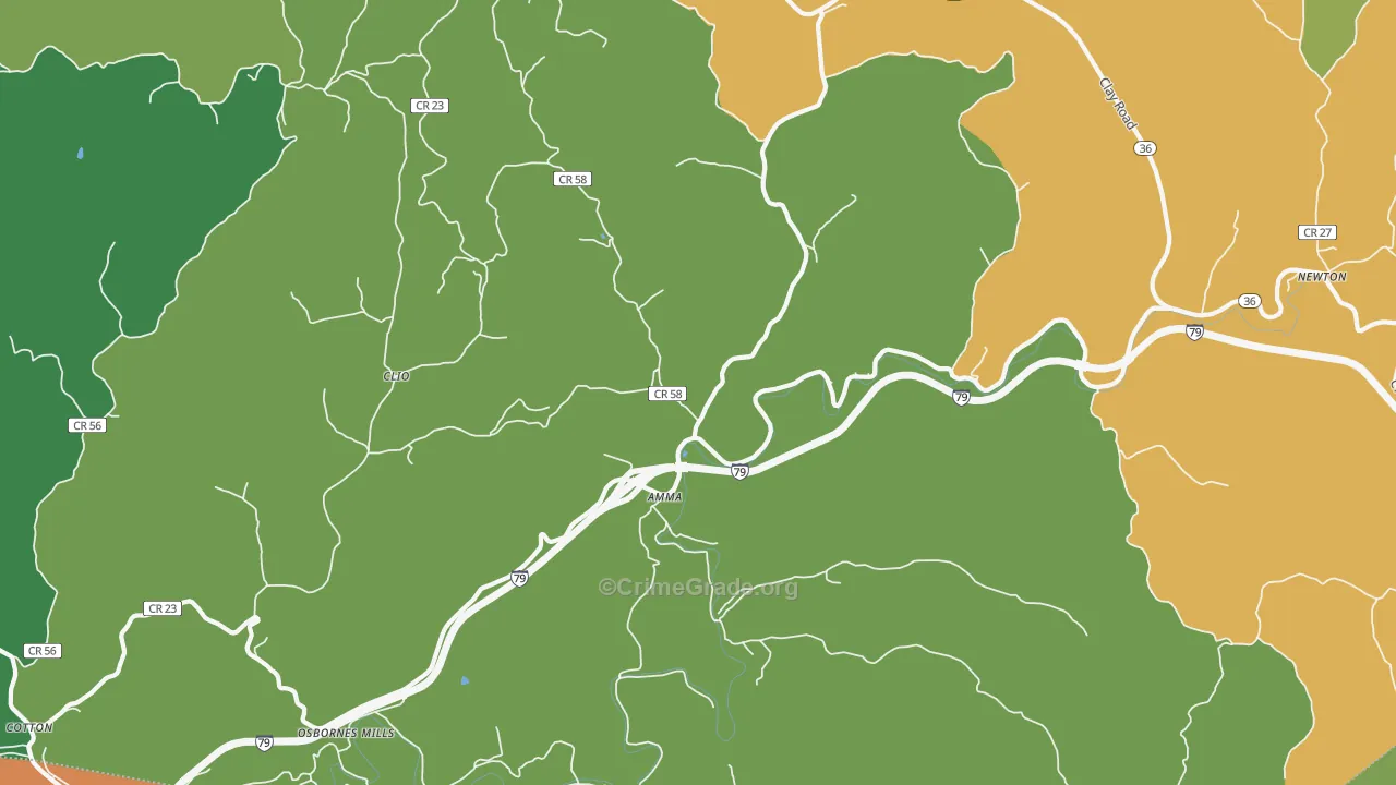 Amma, WV Map of Vehicle Theft Rates