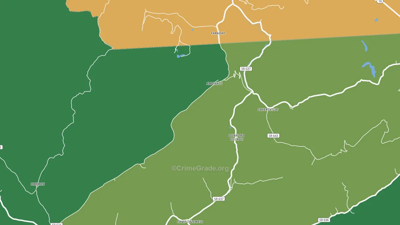 Amonate, VA Map of Vehicle Theft Rates