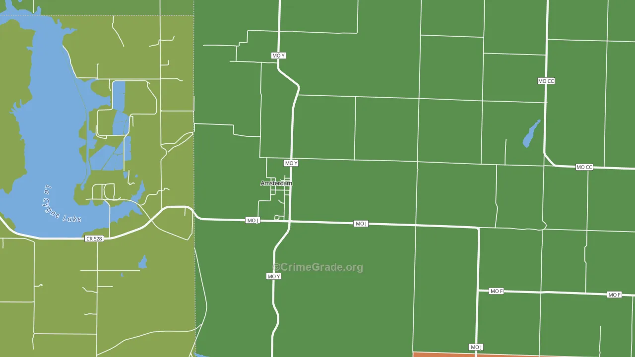 Amsterdam, MO Map of Vehicle Theft Rates