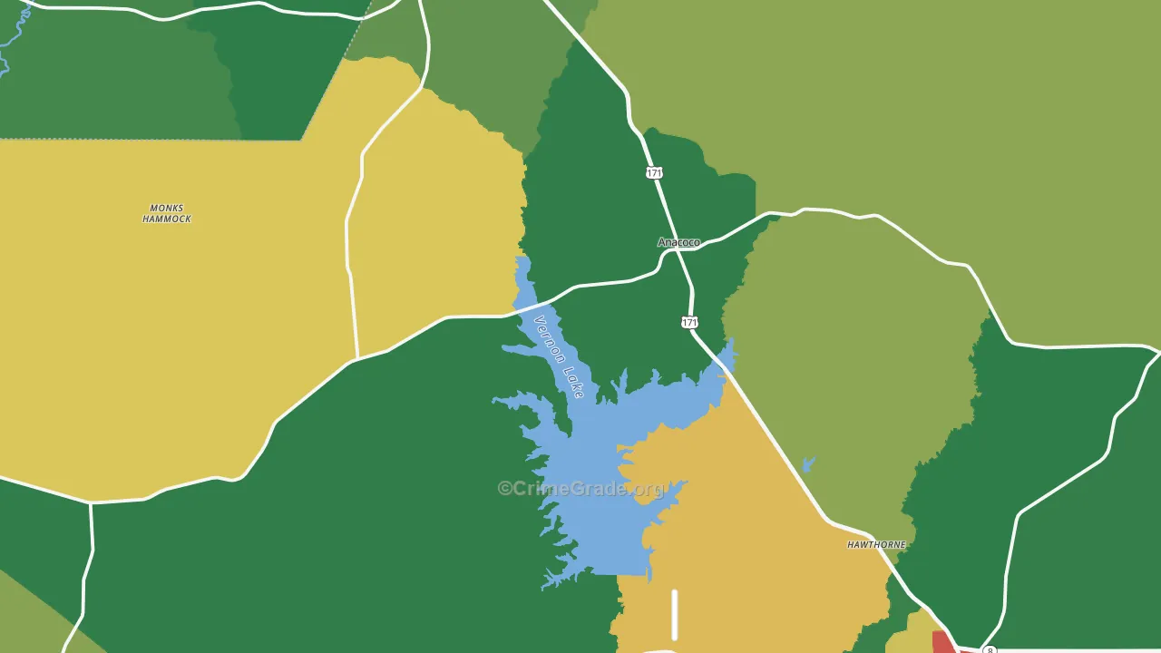 Anacoco, LA Map of Vehicle Theft Rates
