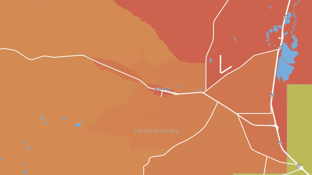 Anaconda, MT Map of Vehicle Theft Rates