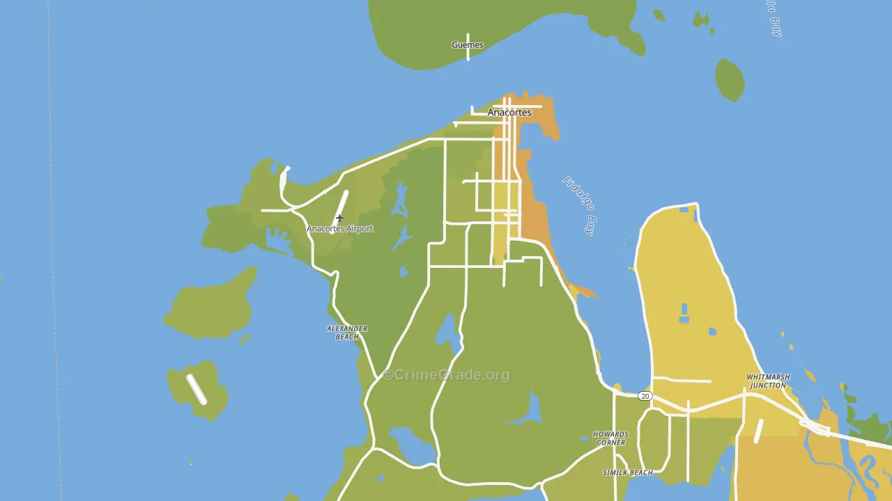 Anacortes, WA Map of Vehicle Theft Rates
