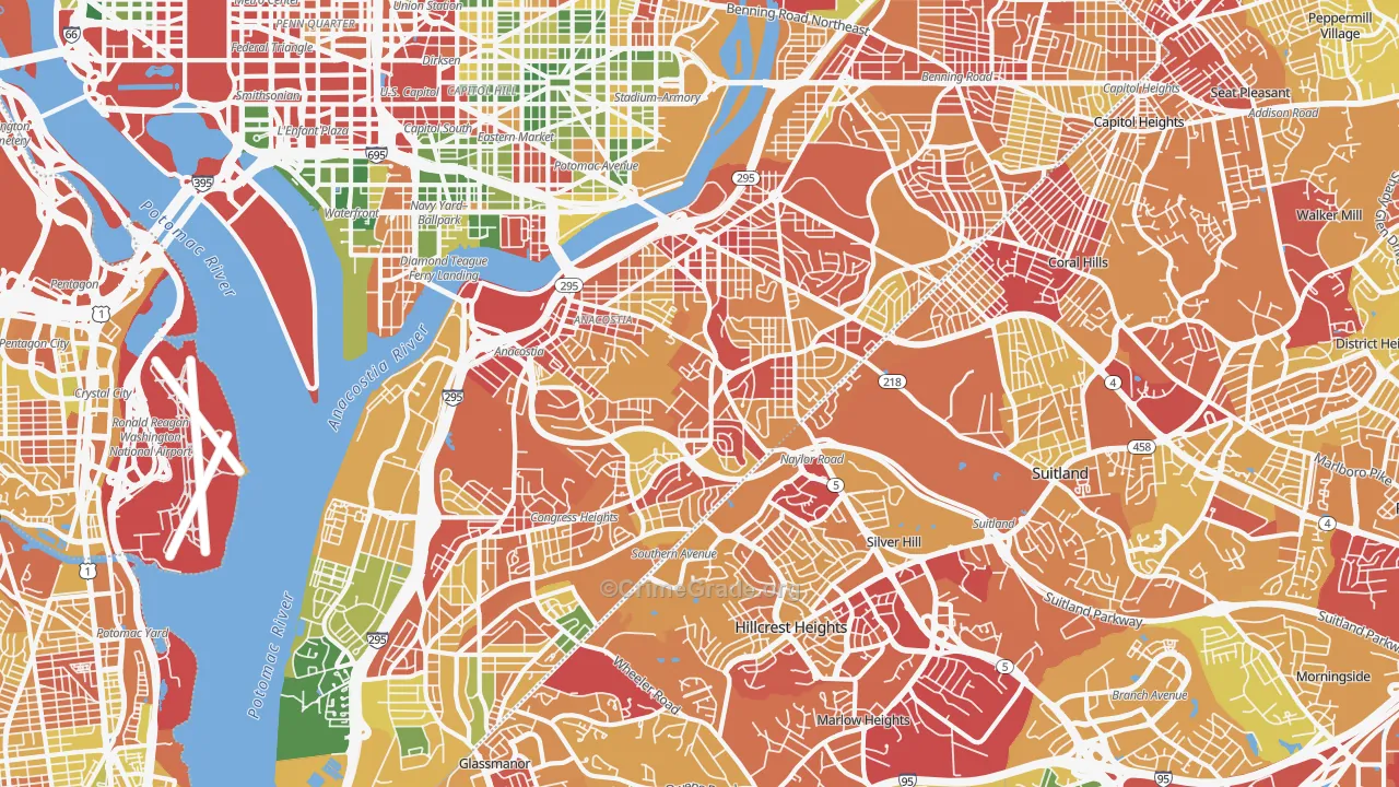 Anacostia, Washington, DC Map of Vehicle Theft Rates