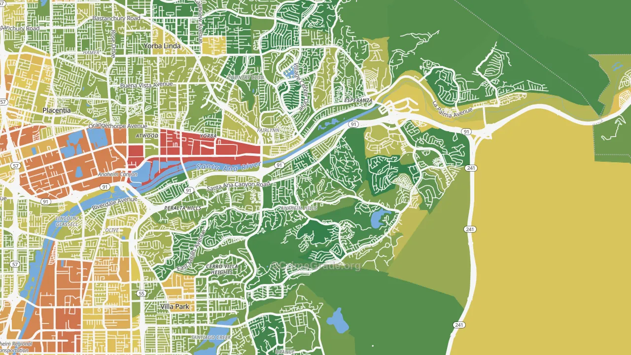 Anaheim Hills, Anaheim, CA Map of Vehicle Theft Rates
