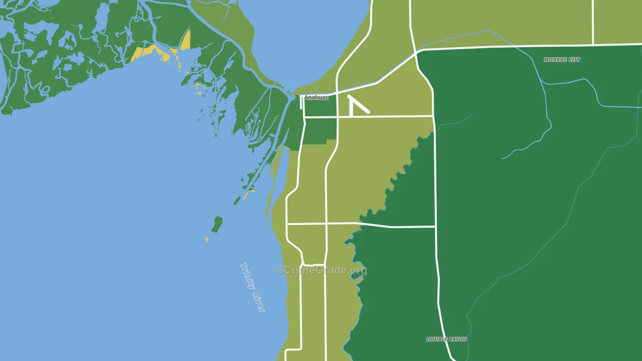 Anahuac, TX Map of Vehicle Theft Rates