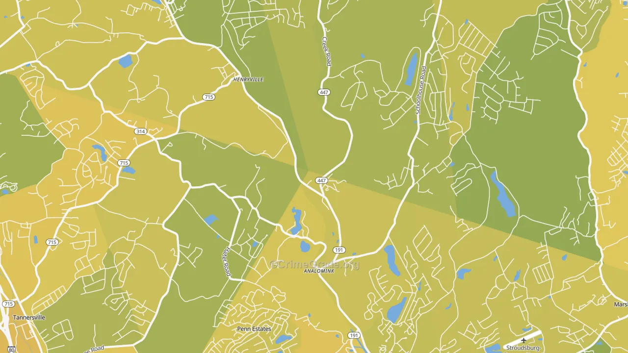 Analomink, PA Map of Vehicle Theft Rates