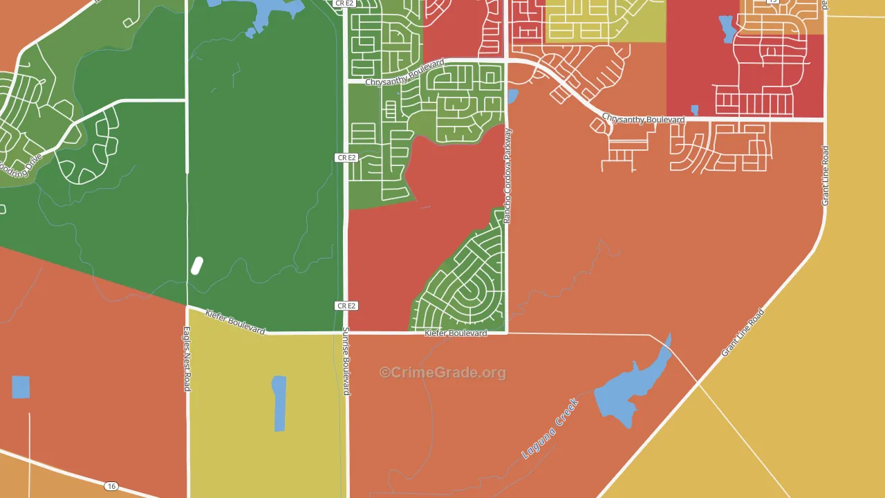 Anatolia Village, Rancho Cordova, CA Map of Vehicle Theft Rates
