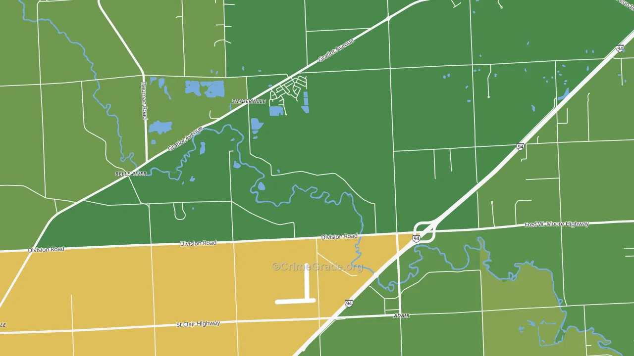 Anchorville, MI Map of Vehicle Theft Rates