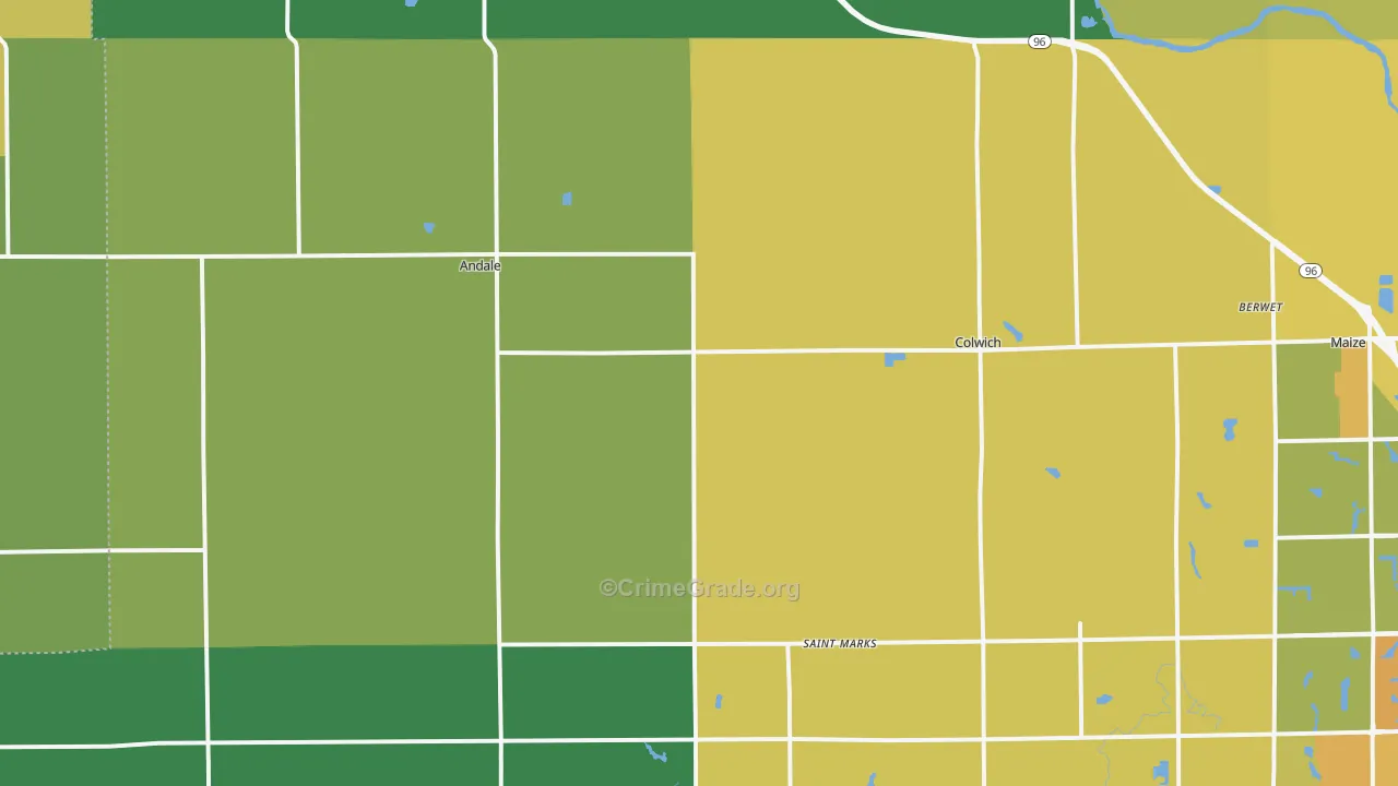 Andale, KS Map of Vehicle Theft Rates