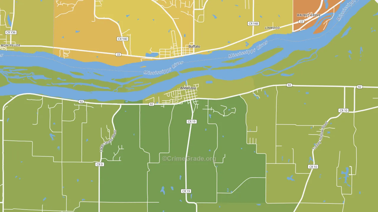 Andalusia, IL Map of Vehicle Theft Rates