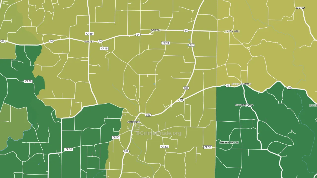 Anderson, AL Map of Vehicle Theft Rates