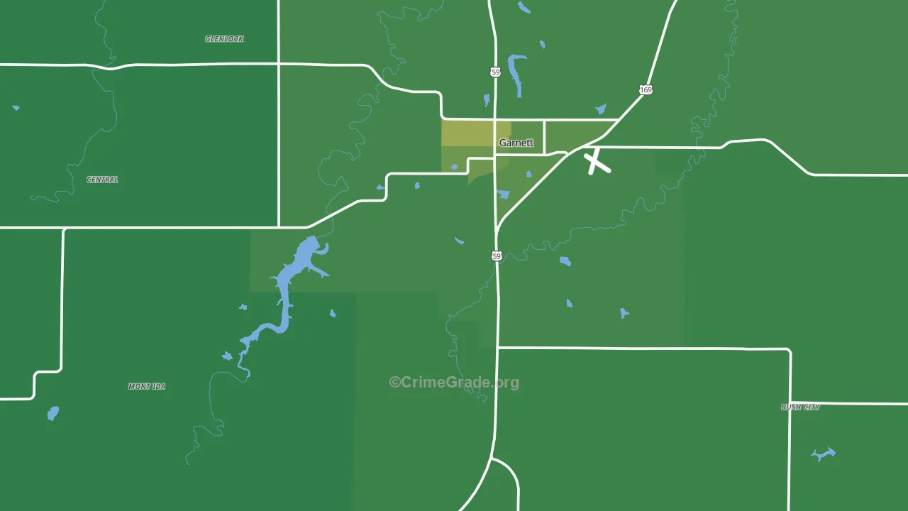 Anderson County, KS Map of Vehicle Theft Rates