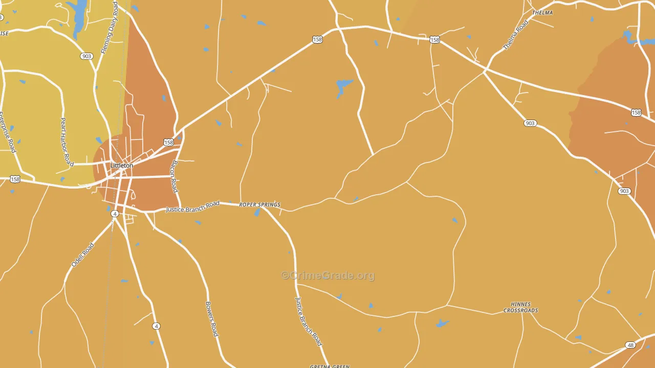 Andersons Crossroads, NC Map of Vehicle Theft Rates