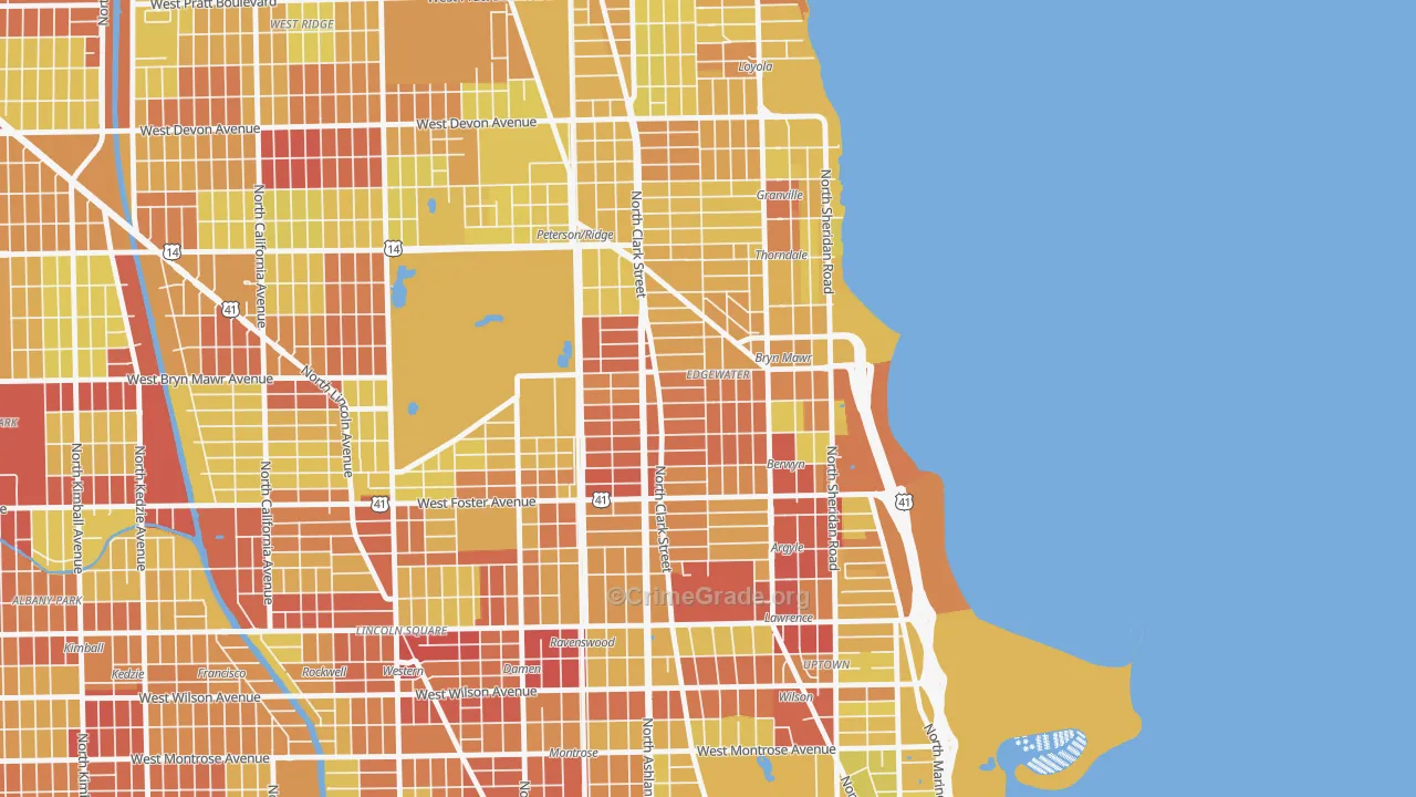Andersonville, Chicago, IL Map of Vehicle Theft Rates