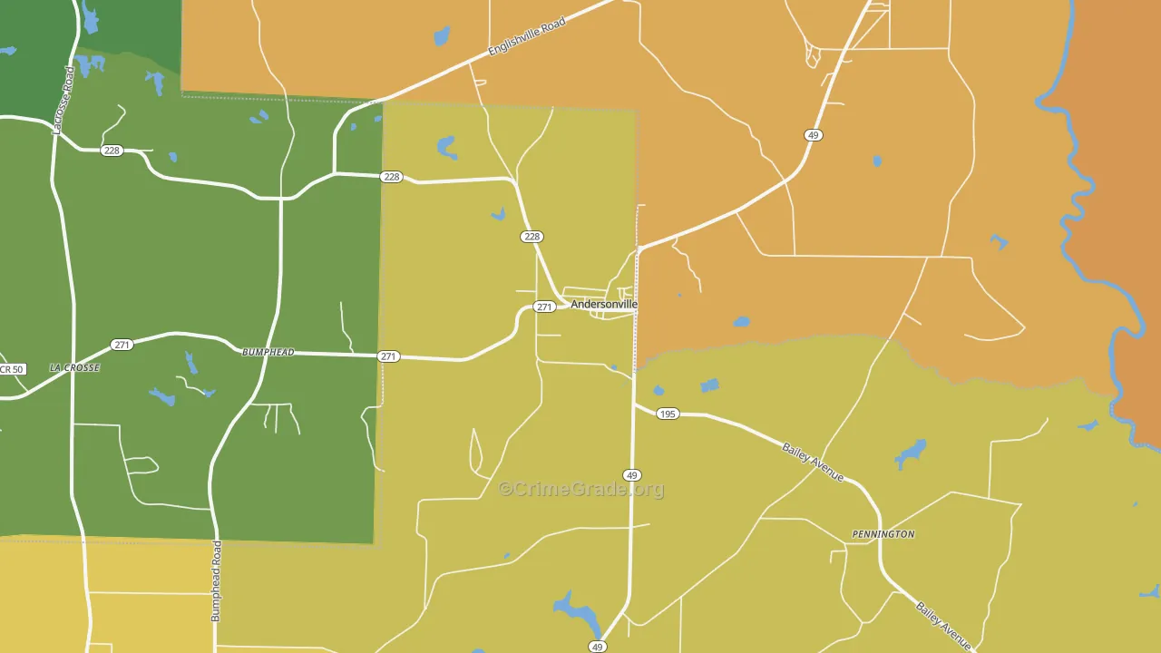 Andersonville, GA Map of Vehicle Theft Rates