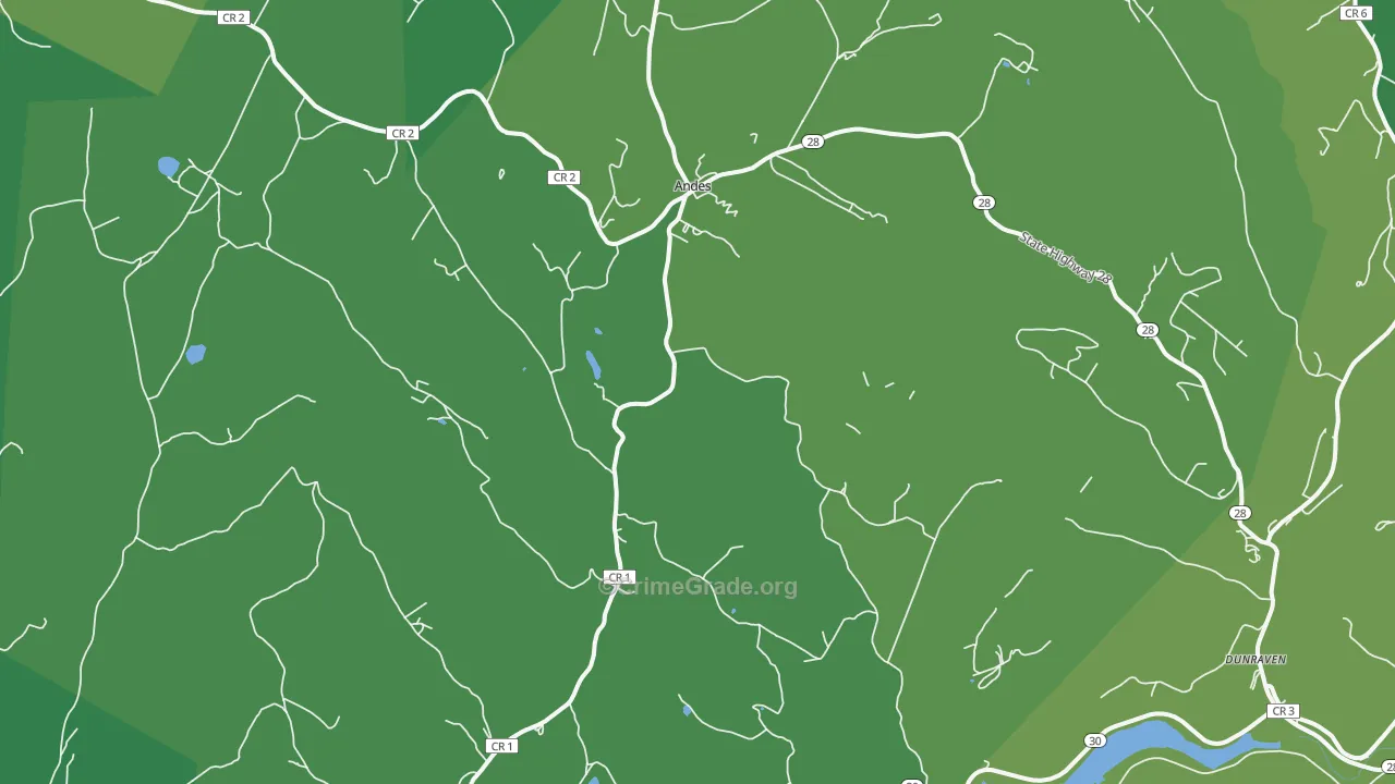 Andes, NY Map of Vehicle Theft Rates