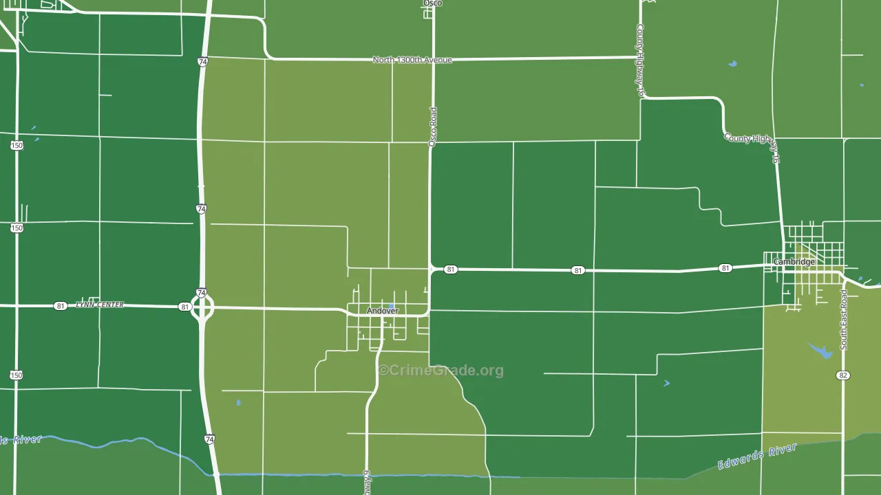 Andover, IL Map of Vehicle Theft Rates