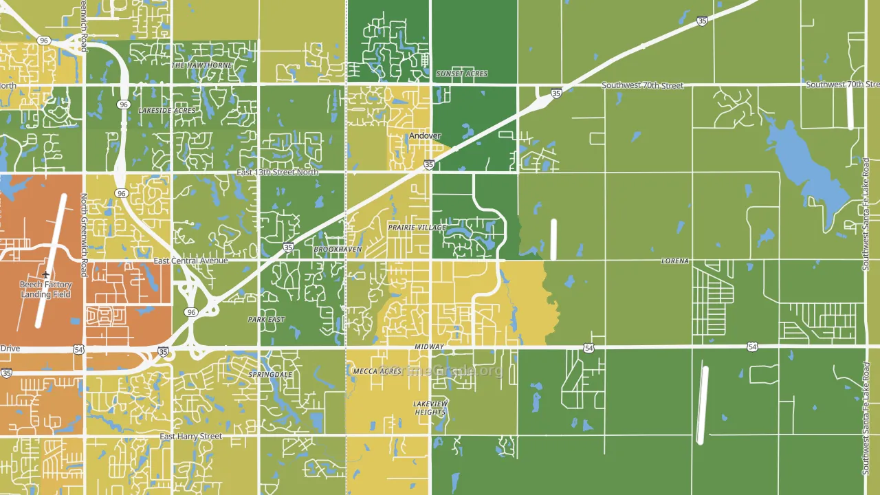 Andover, KS Map of Vehicle Theft Rates