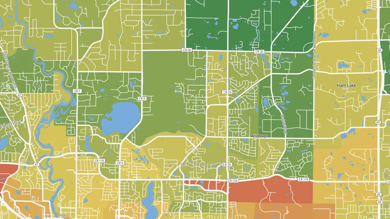 Andover, MN Map of Vehicle Theft Rates