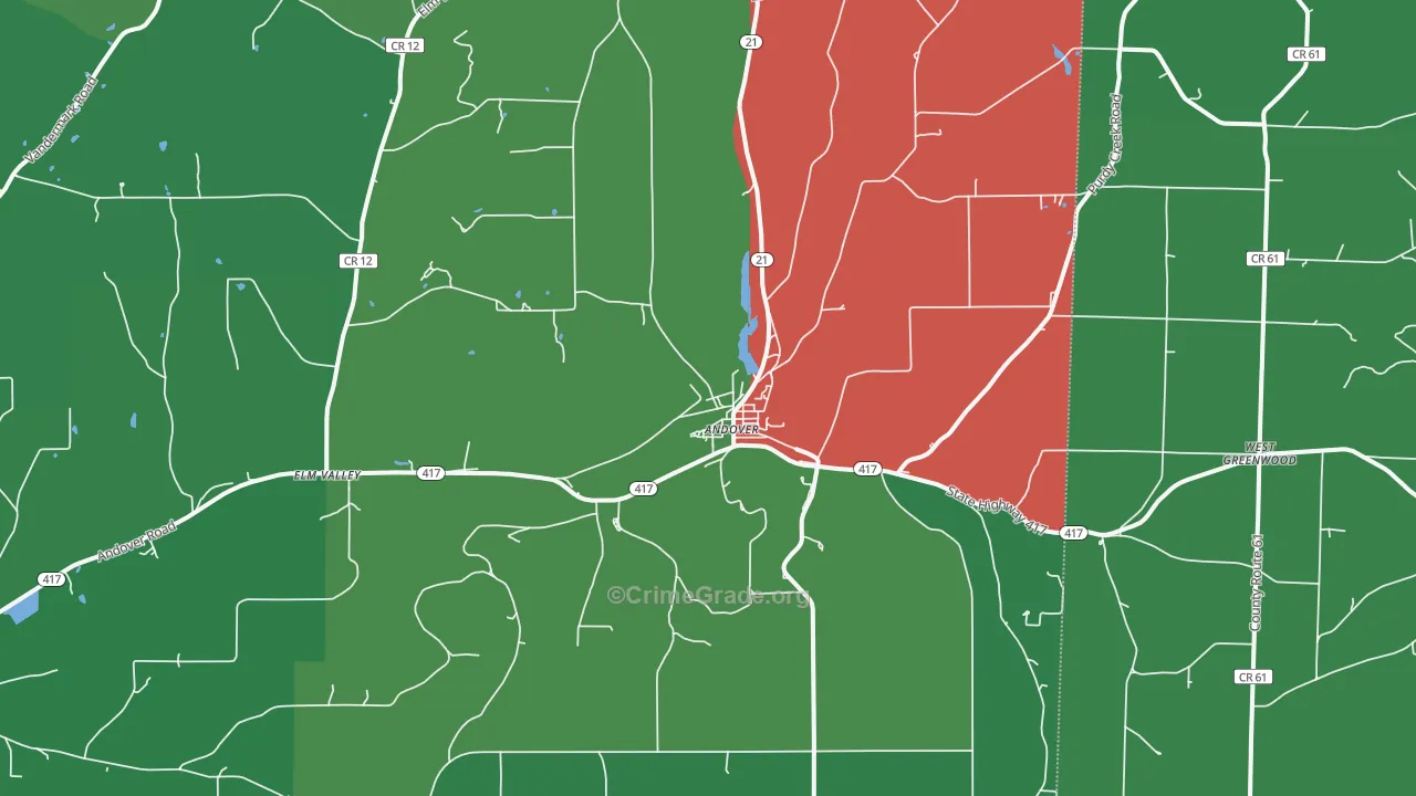 Andover, NY Map of Vehicle Theft Rates