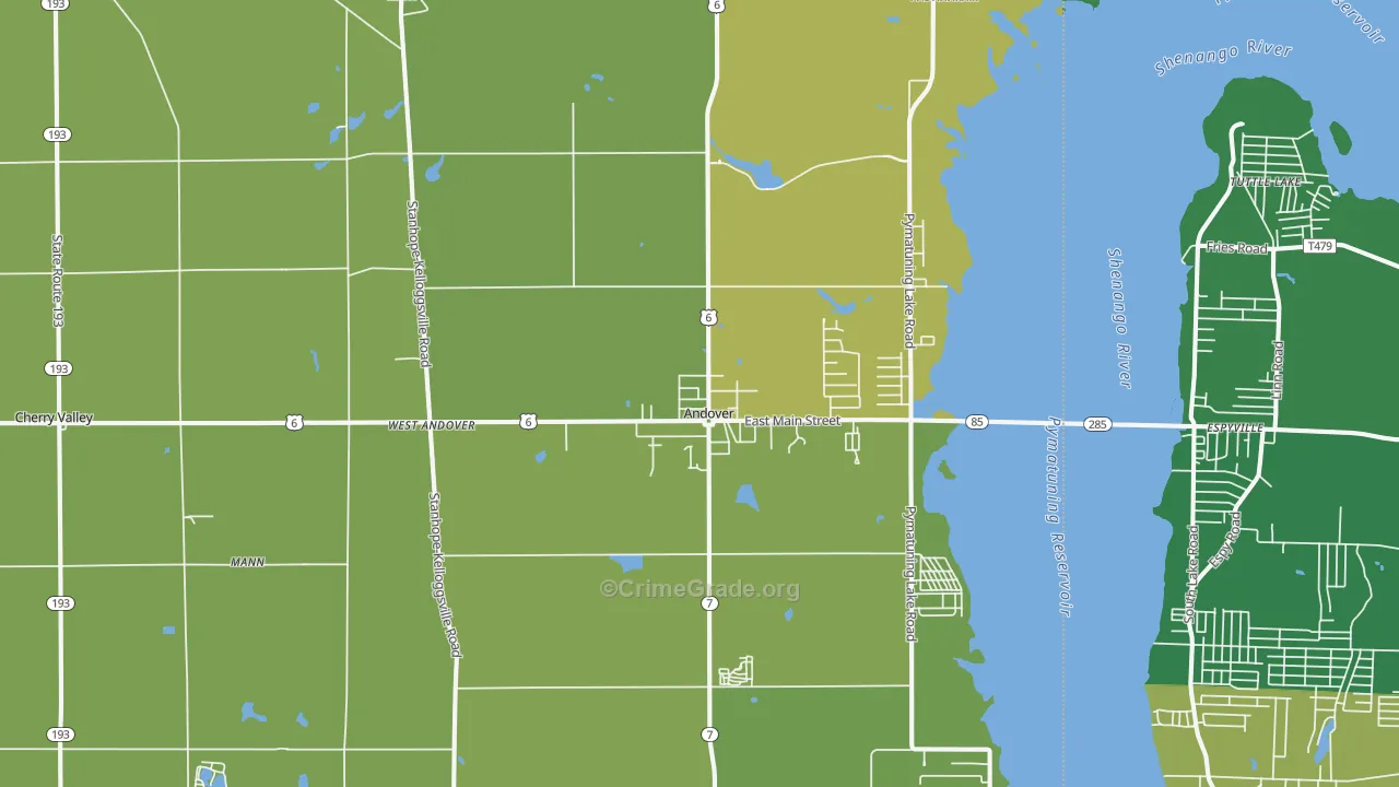 Andover, OH Map of Vehicle Theft Rates