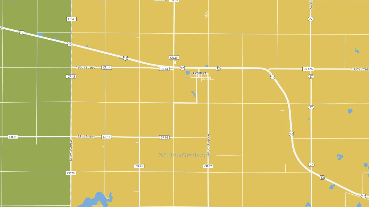 Andover, SD Map of Vehicle Theft Rates