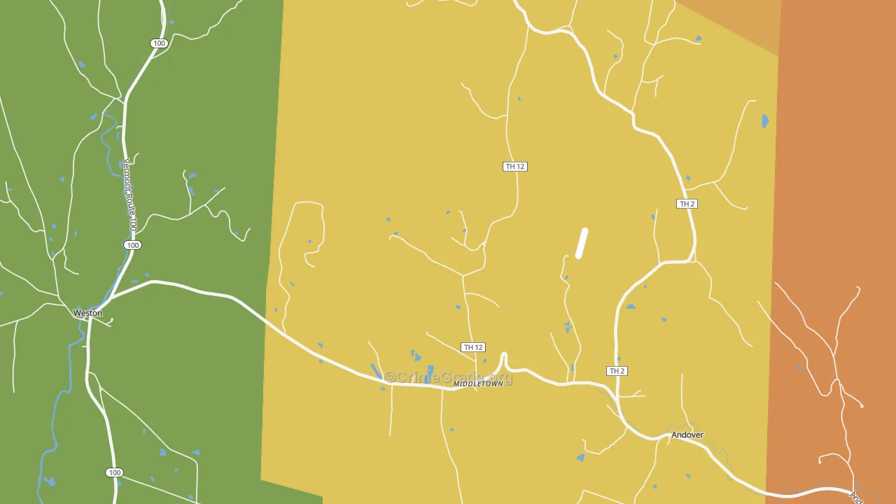 Andover, VT Map of Vehicle Theft Rates