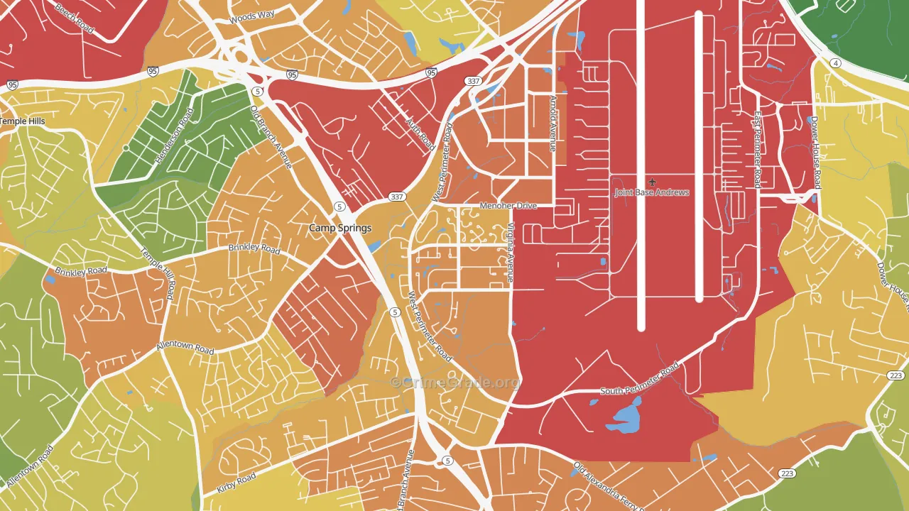 Andrews AFB, MD Map of Vehicle Theft Rates