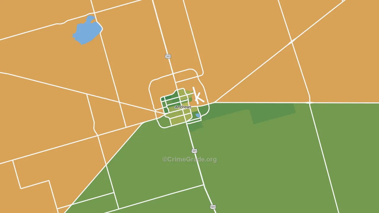 Andrews, TX Map of Vehicle Theft Rates