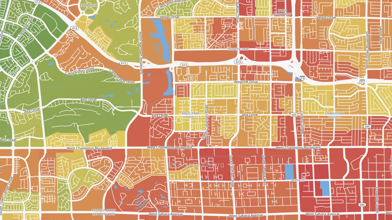 Angel Park Lindell, Las Vegas, NV Map of Vehicle Theft Rates