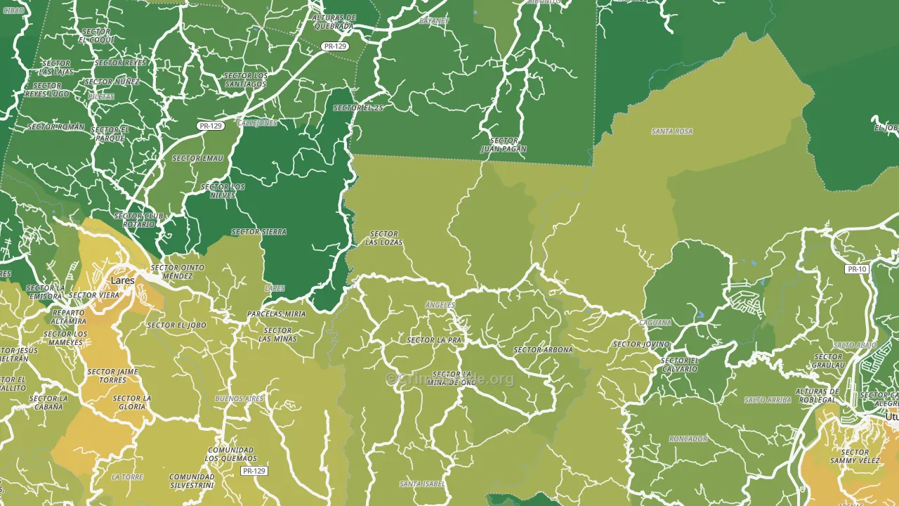 Angeles, PR Map of Vehicle Theft Rates