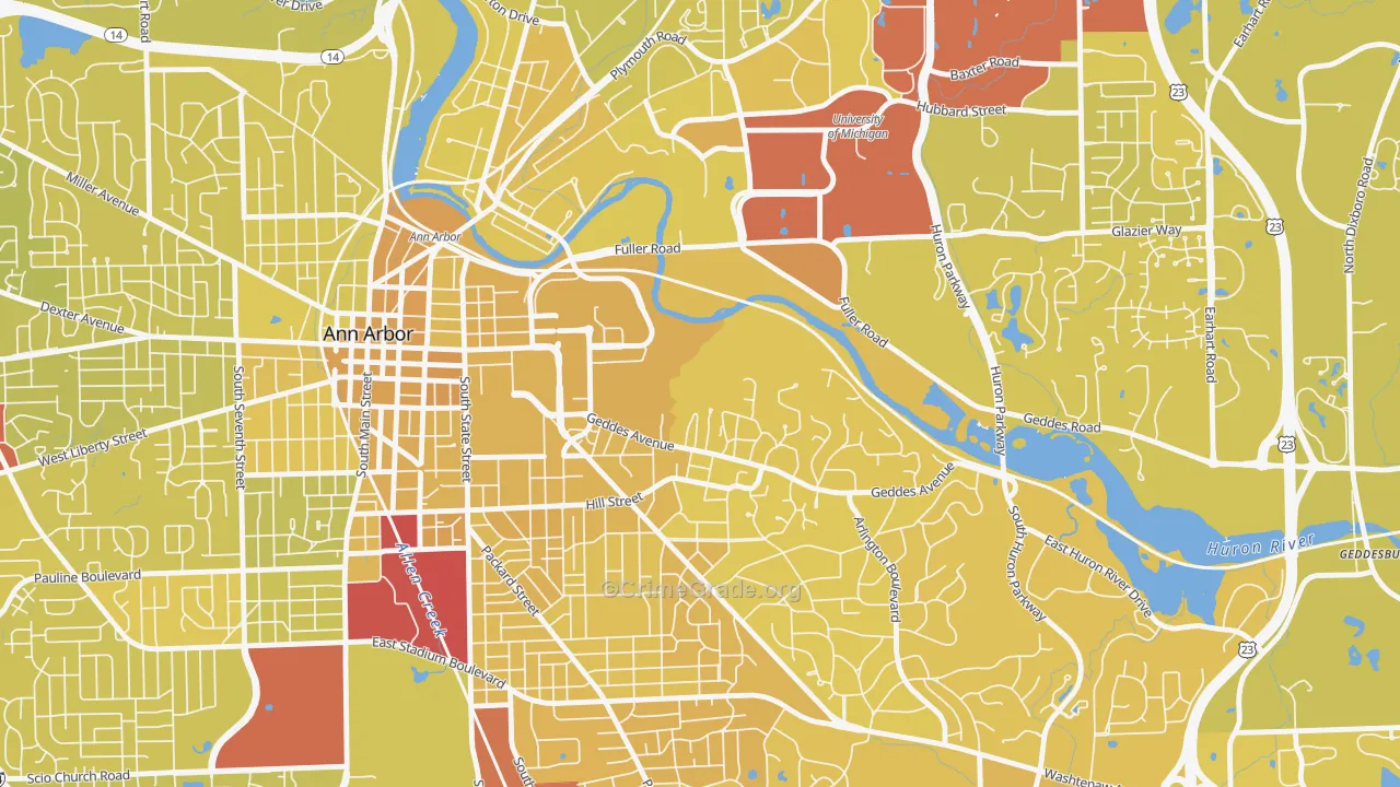 Angells, Ann Arbor, MI Map of Vehicle Theft Rates