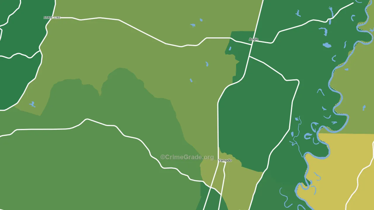 Angie, LA Map of Vehicle Theft Rates