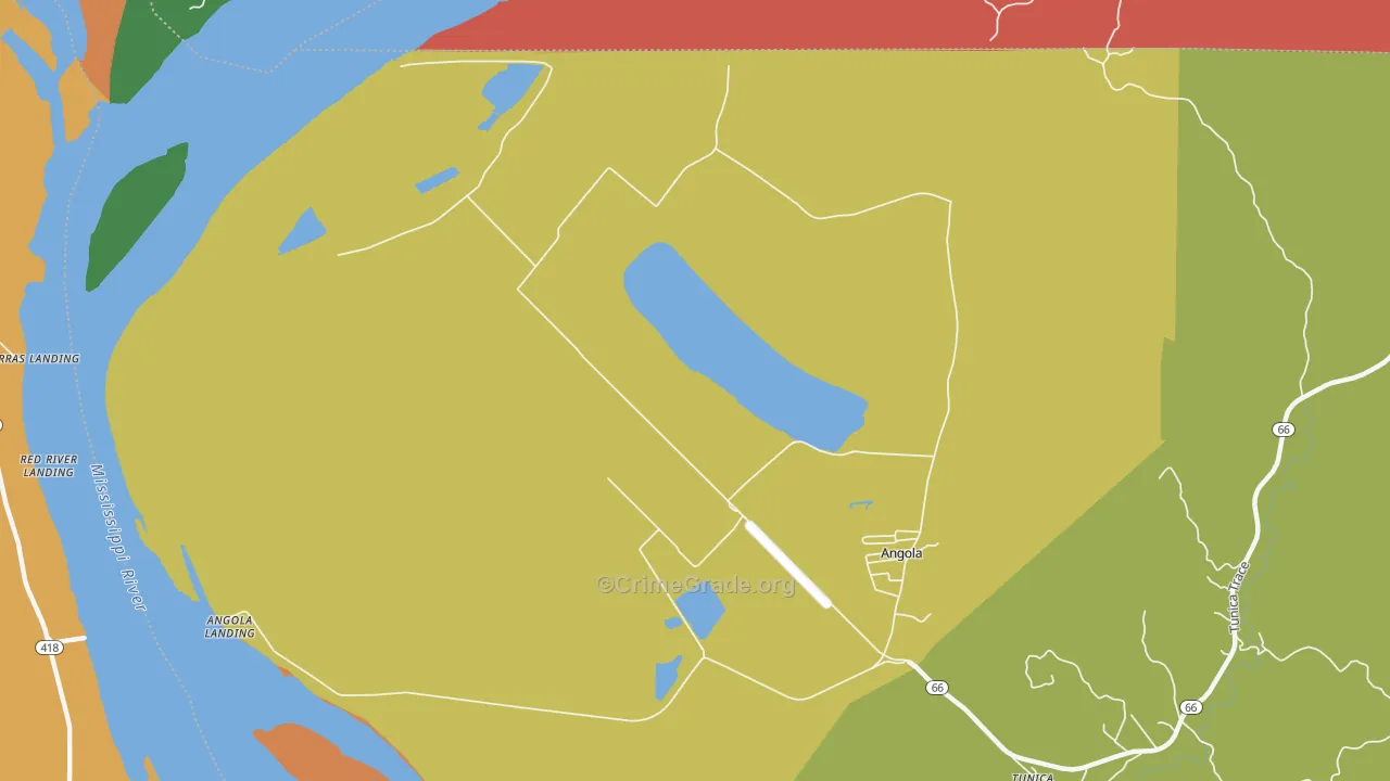 Angola, LA Map of Vehicle Theft Rates