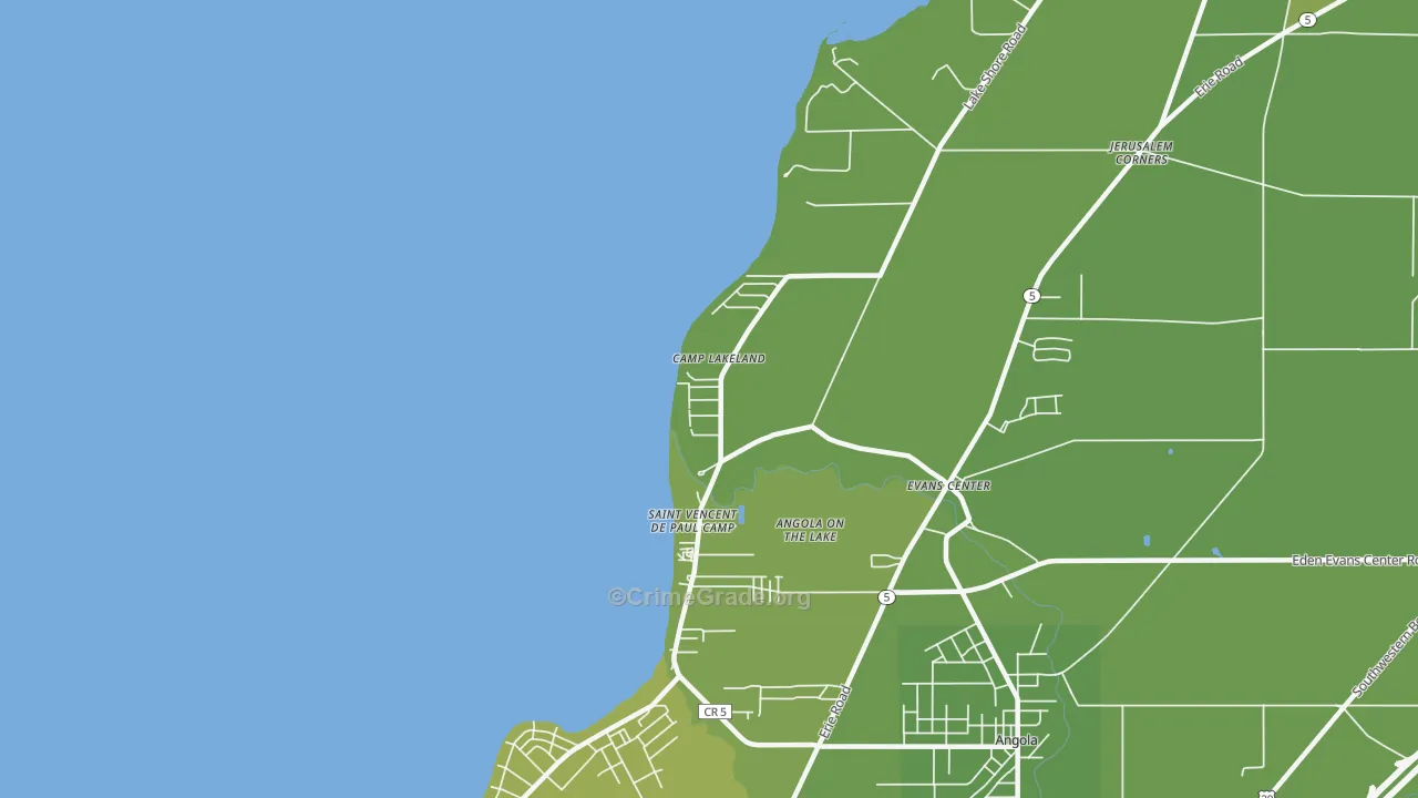 Angola on the Lake, NY Map of Vehicle Theft Rates