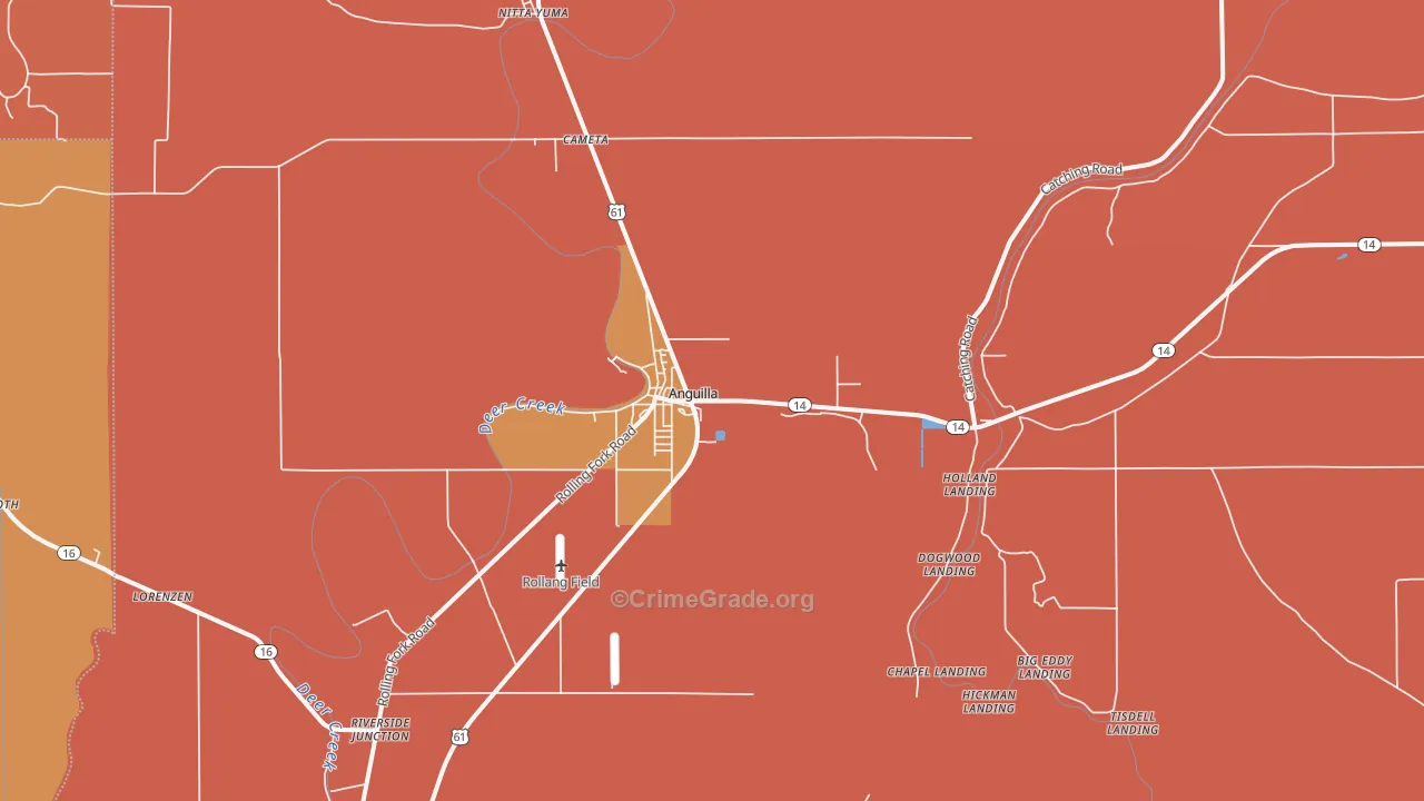 Anguilla, MS Map of Vehicle Theft Rates