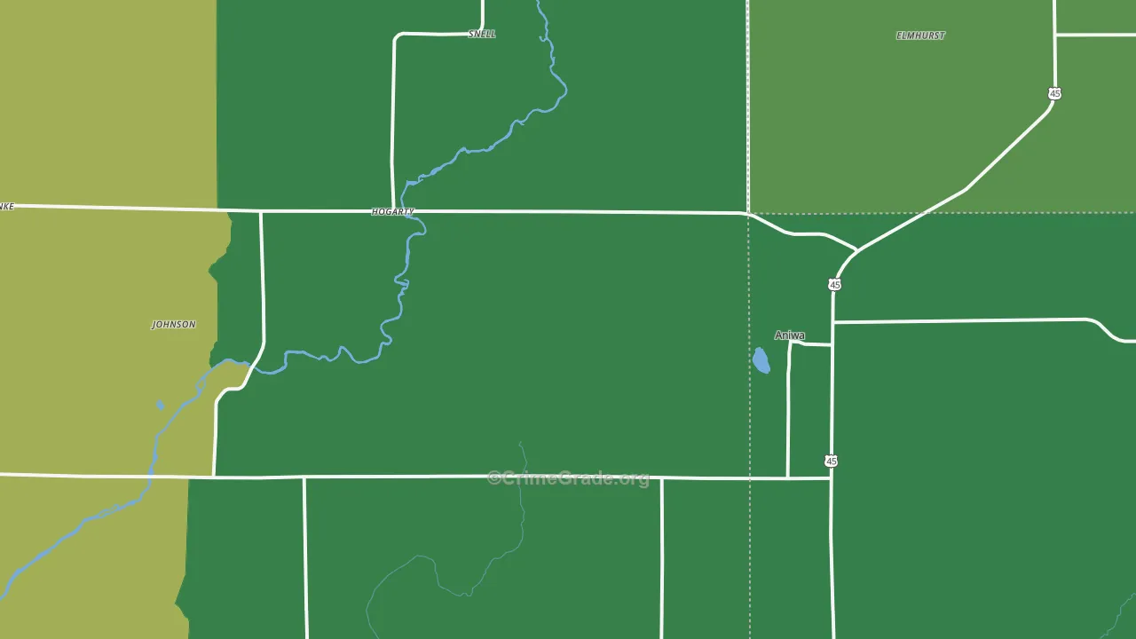 Aniwa, WI Map of Vehicle Theft Rates