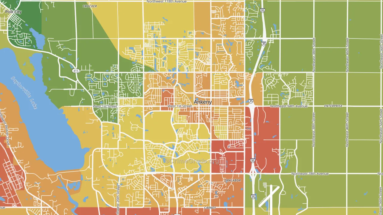 Ankeny, IA Map of Vehicle Theft Rates