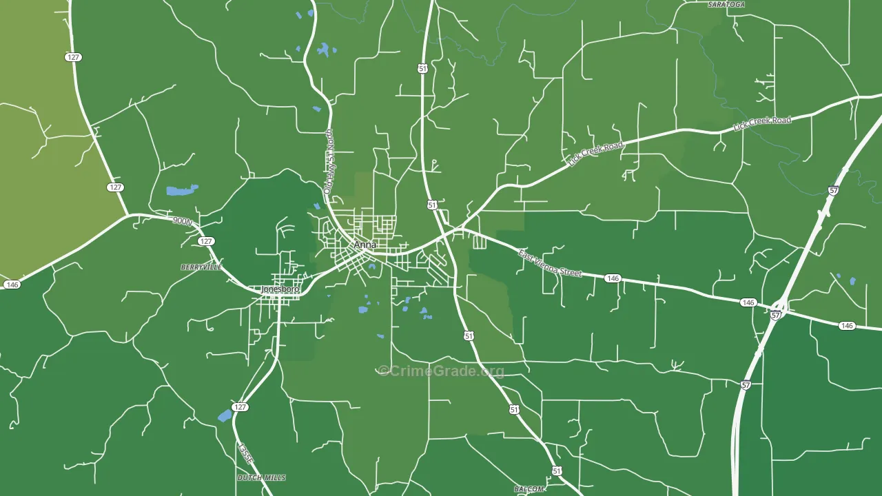 Anna, IL Map of Vehicle Theft Rates