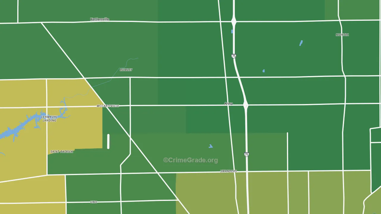 Anna, OH Map of Vehicle Theft Rates
